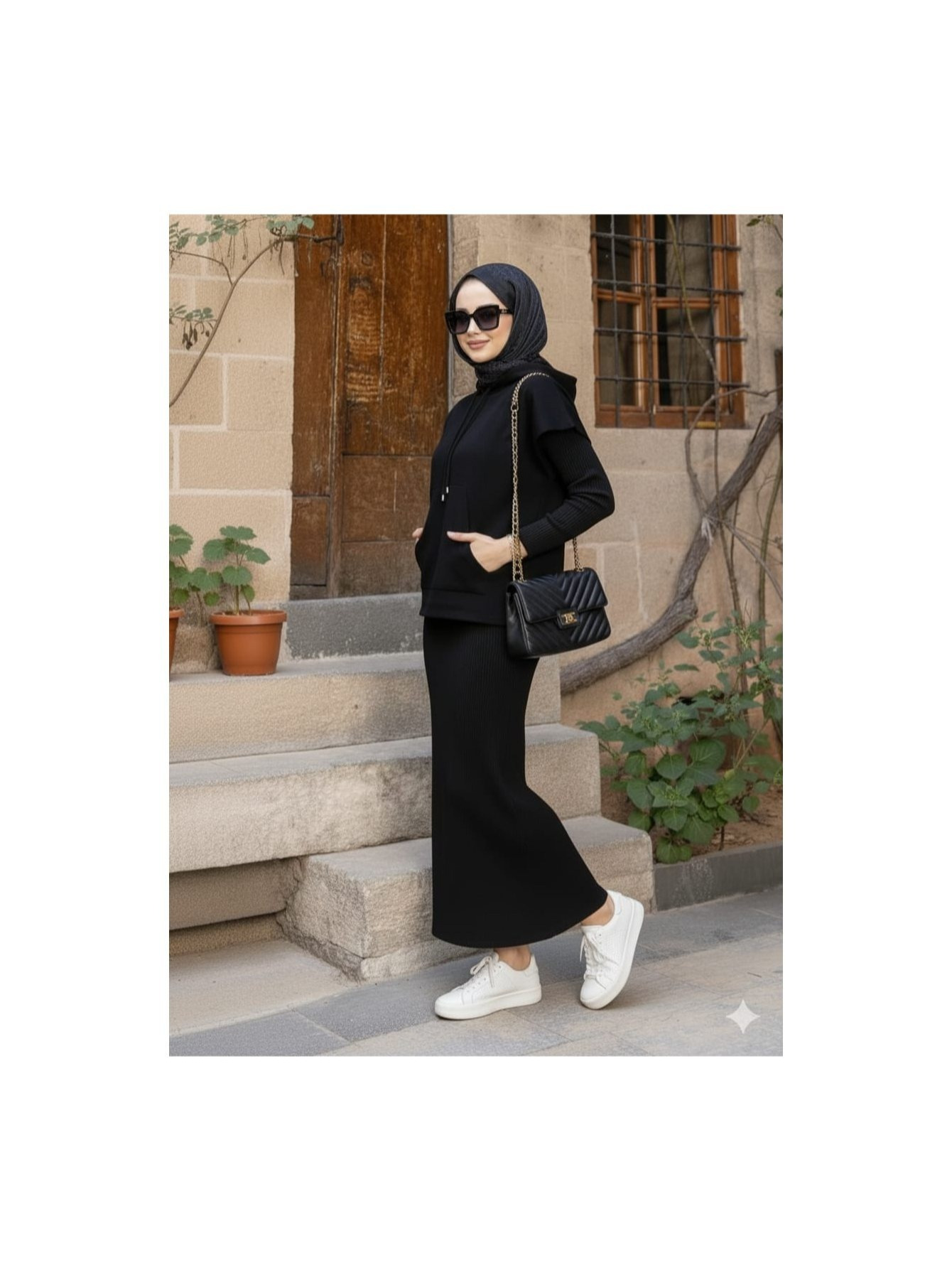 طقم سويت شيرت بجيوب وقبعة من sayzen - سترة 2 قطعة تفاصيل المنتج 1