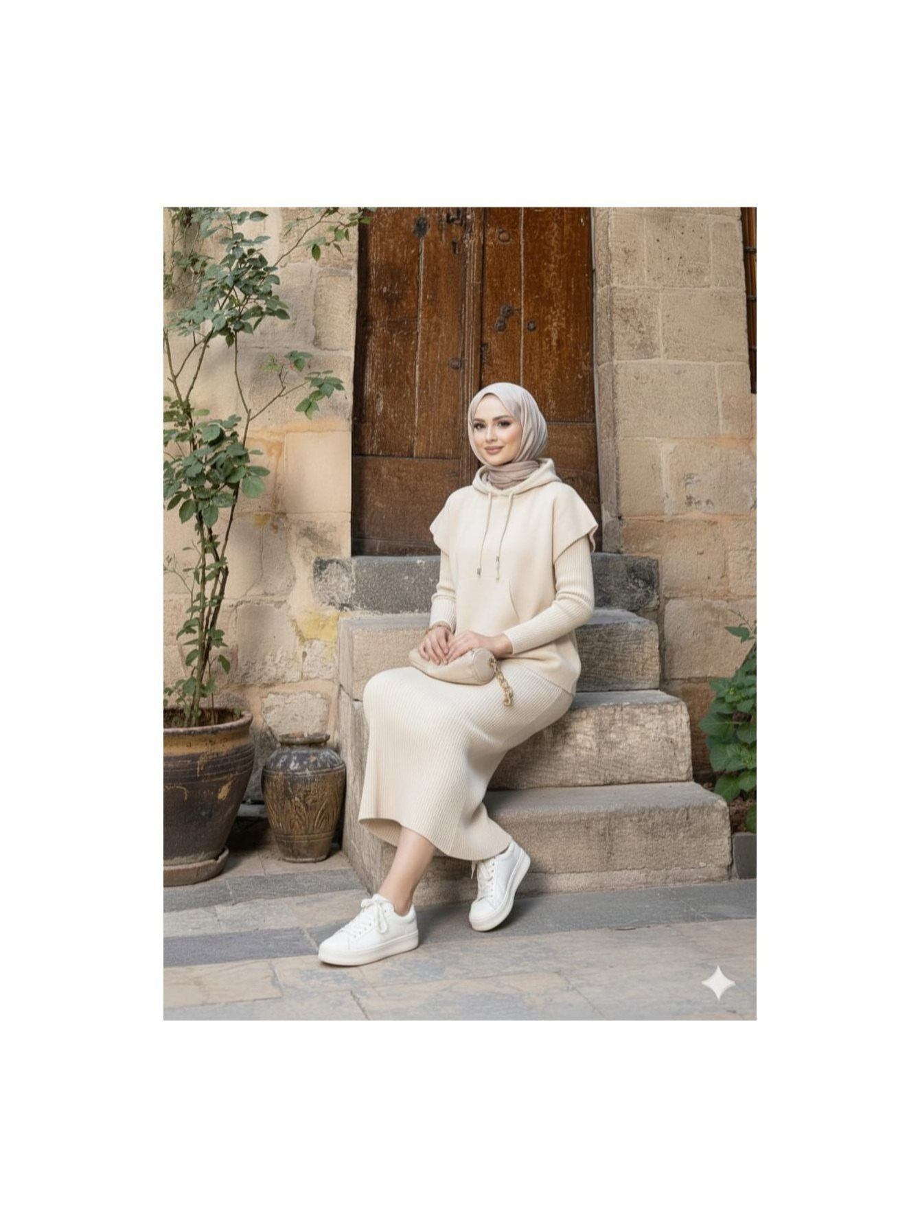 طقم سويت شيرت بجيوب وقبعة من sayzen - سترة 2 قطعة تفاصيل المنتج 4