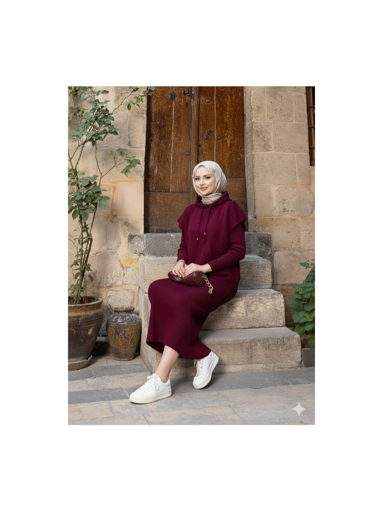 طقم سويت شيرت بجيوب وقبعة من sayzen - سترة 2 قطعة تفاصيل المنتج 8