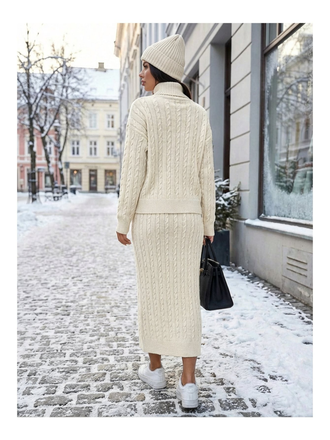 sayzen fisherman sweater with braided hair - 2pcs skirt set تفاصيل المنتج 6