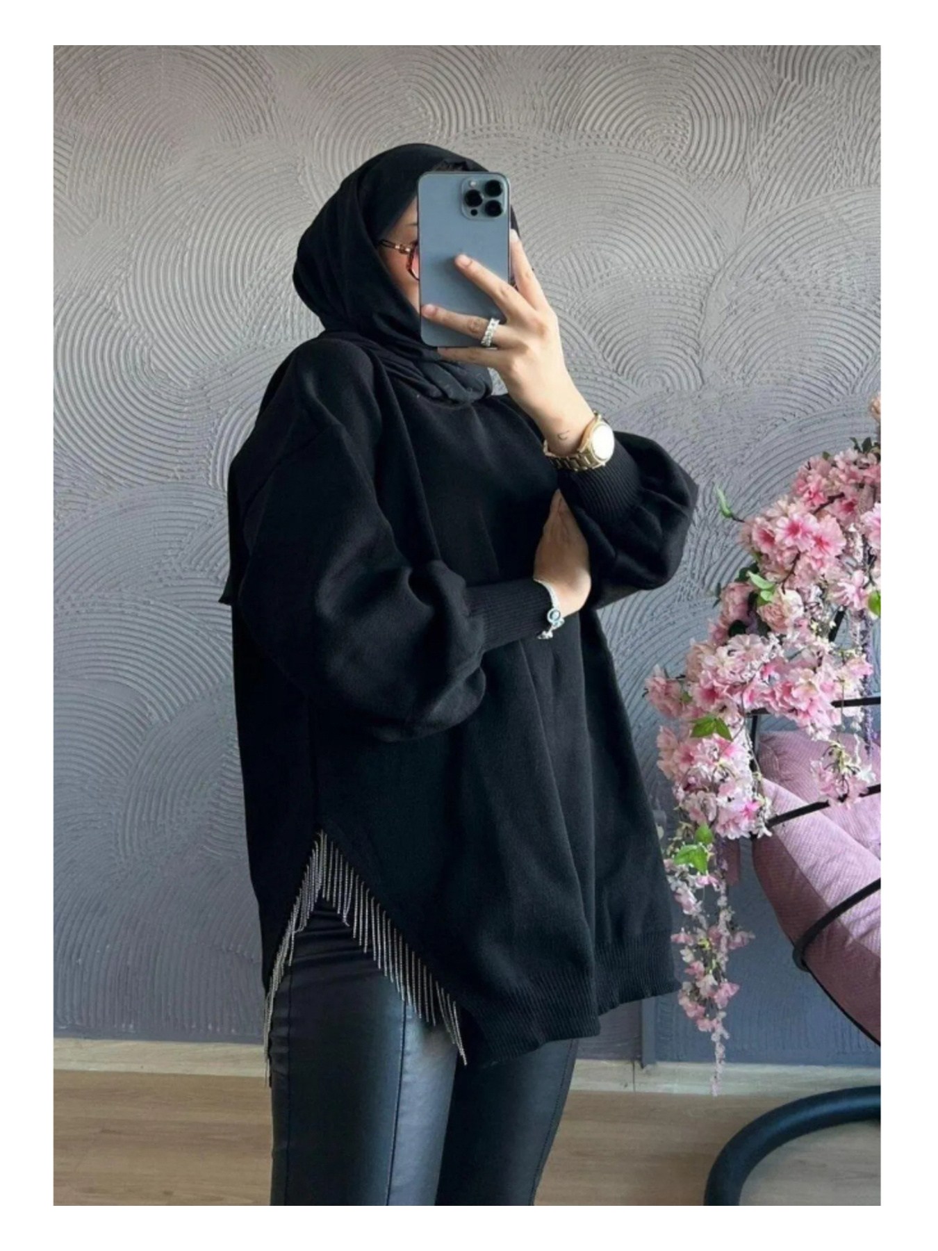 dağons şule ملابس نصف   تريكو سترة سوداء تفاصيل المنتج 4