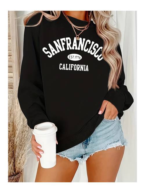 San Francisco Baskılı Bisiklet Rahat Kalıp Kadın Sweatshirt