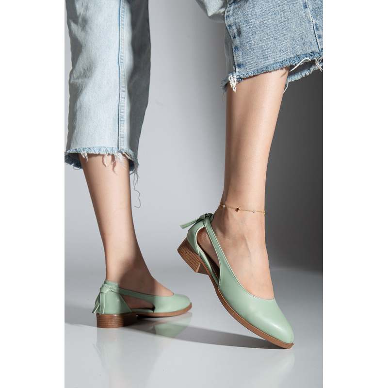 TEMU Cilt Kısa Topuk Ayakkabı Mint Yeşil