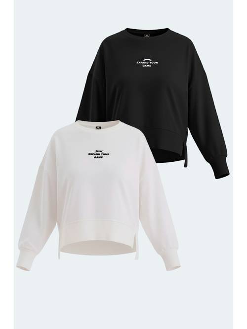 vital 2 li set kadın crop - siyah sweatshırt