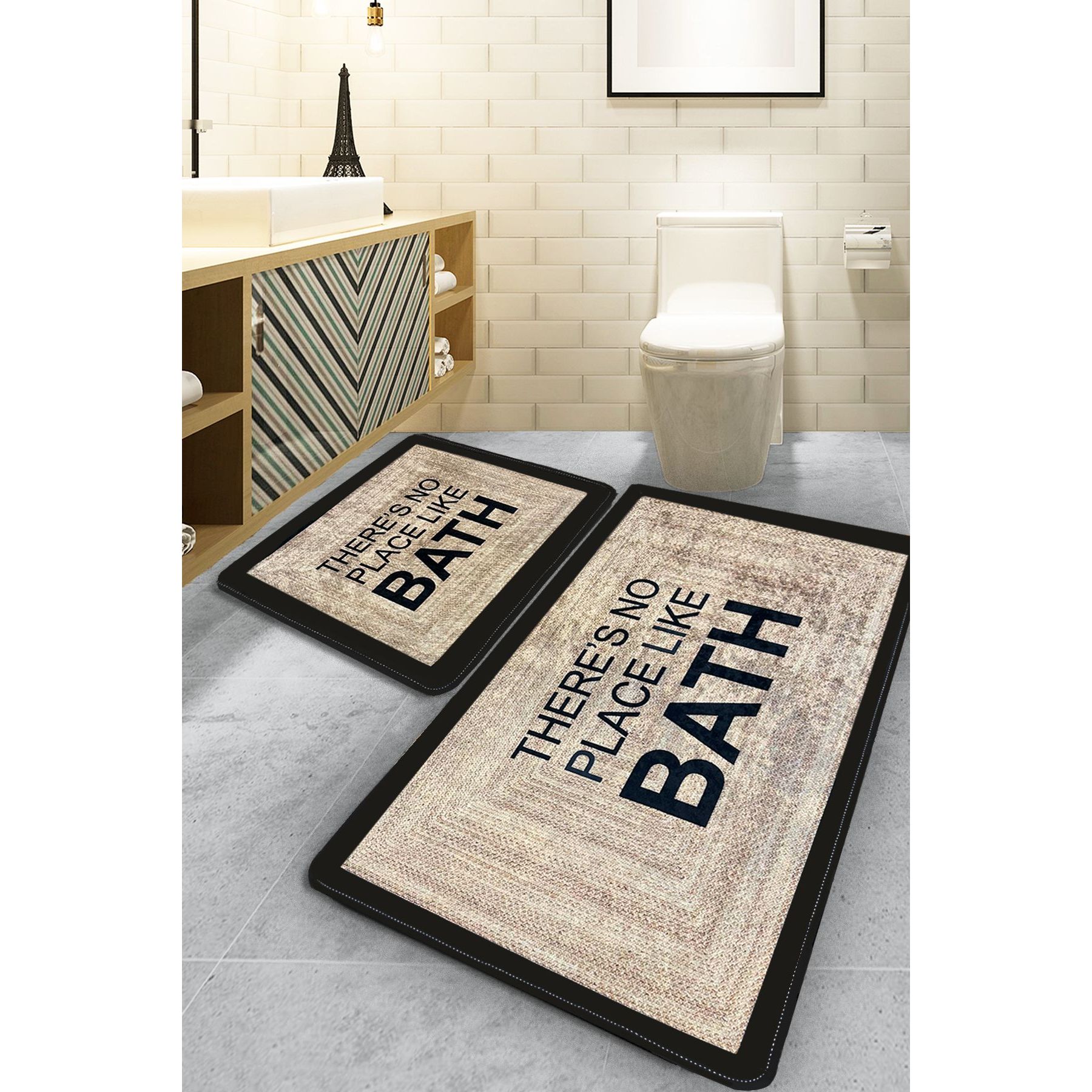 TEMU Chilai Home No Place Bej 2'li Set Banyo Paspası Djtbanyo