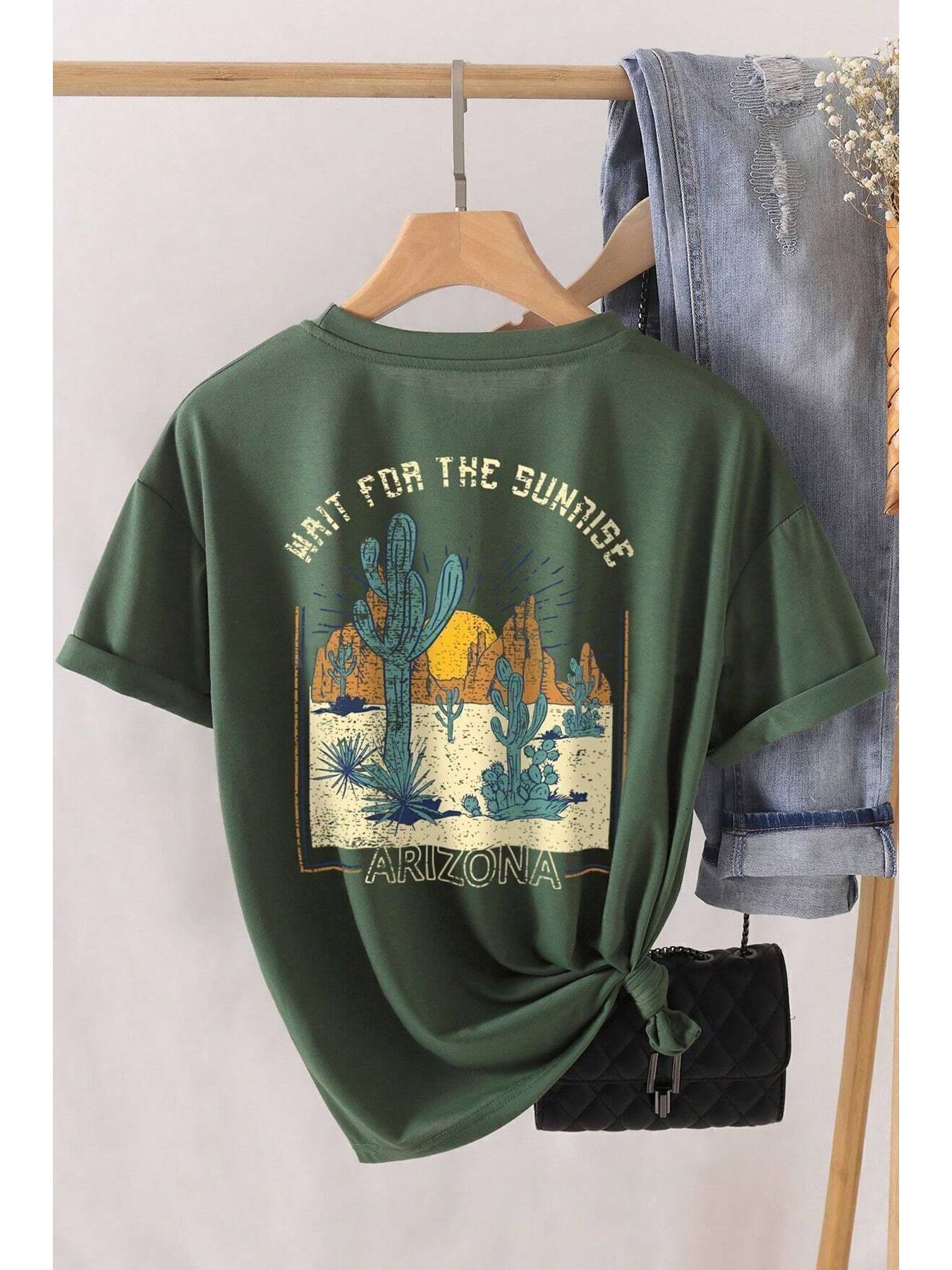 unisex arizona baskılı oversize tshirt