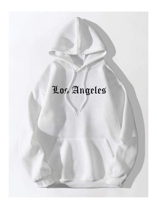 öğe resmi los angeles tasarım kalın kışlık sweatshirt - baskılı oversize şardonlu cepli kapüşonlu