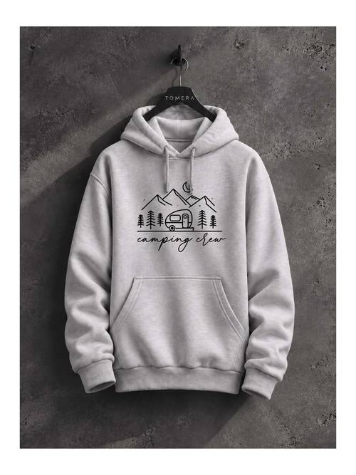 karavan kamp baskılı unisex hoodie – outdoor doğa temalı kapüşonlu sweatshirt