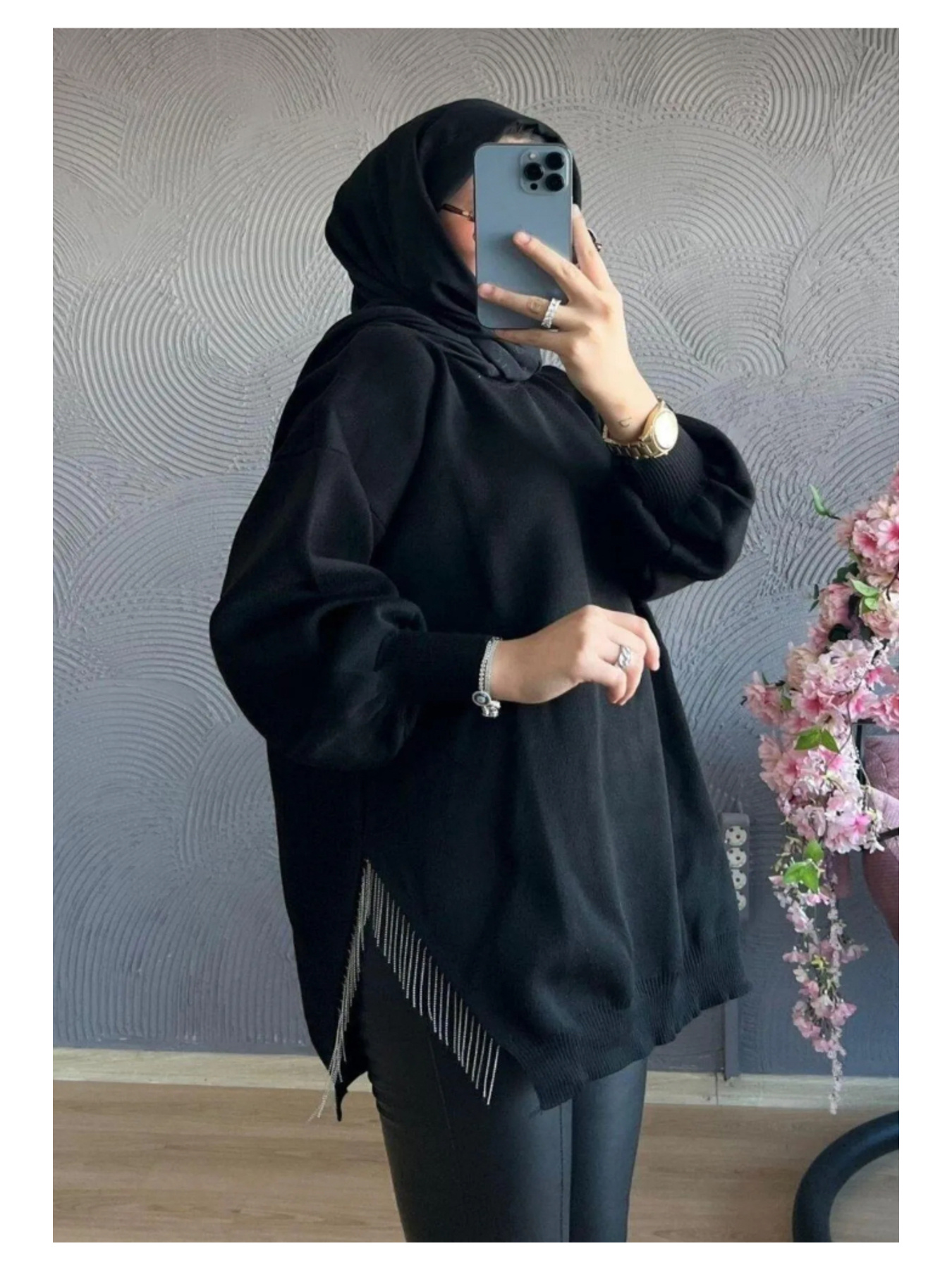 dağons şule ملابس نصف   تريكو سترة سوداء تفاصيل المنتج 3