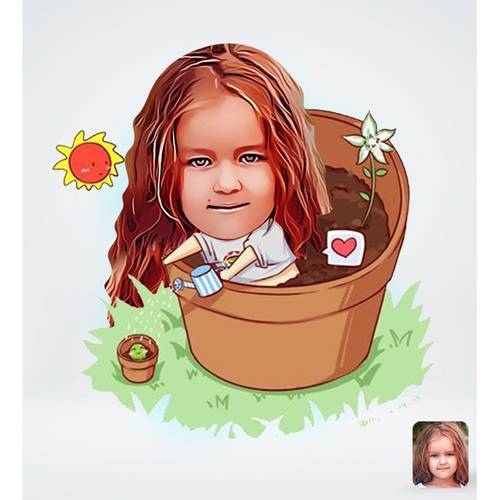kişiye özel kız çocuk tasarımlı dijital karikatür-10