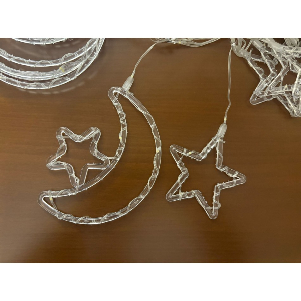 ستارة chermik led على شكل هلال ونجمة مع 10 شراشيب، إضاءة إلكترونية مزخرفة للمنزل والمكتب تفاصيل المنتج 1