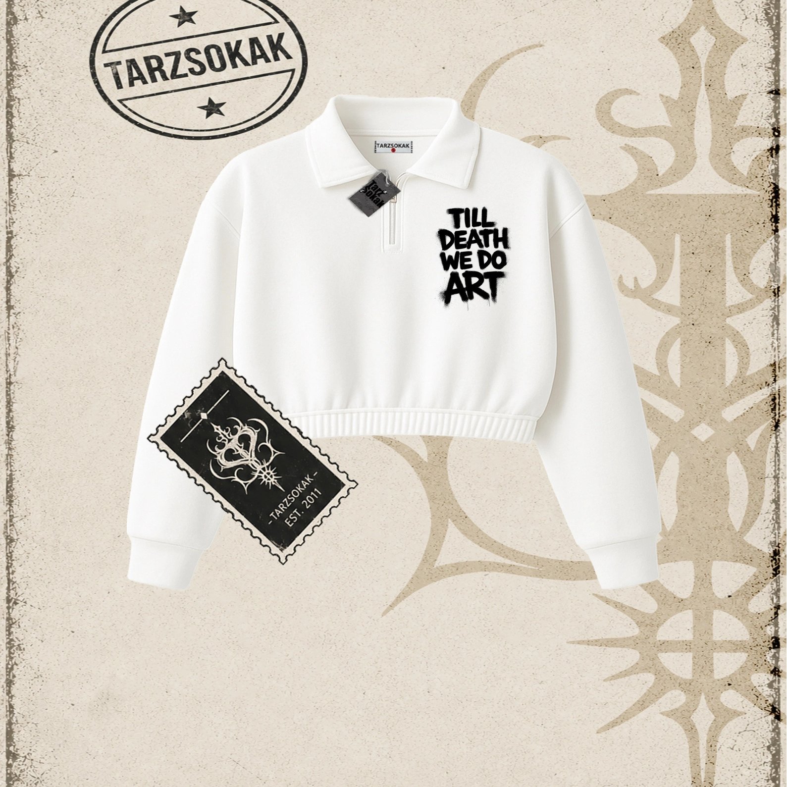 Gotik & Grunge STREETWEAR ART Yarım Fermuarlı Crop Sweatshirt: retailer-supplied image