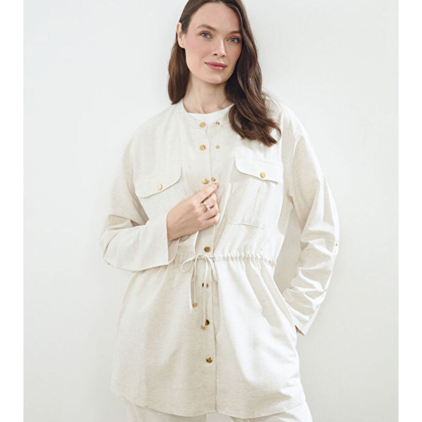Bisiklet Yaka Keten Karışımlı Kadın Tunik: retailer-supplied image