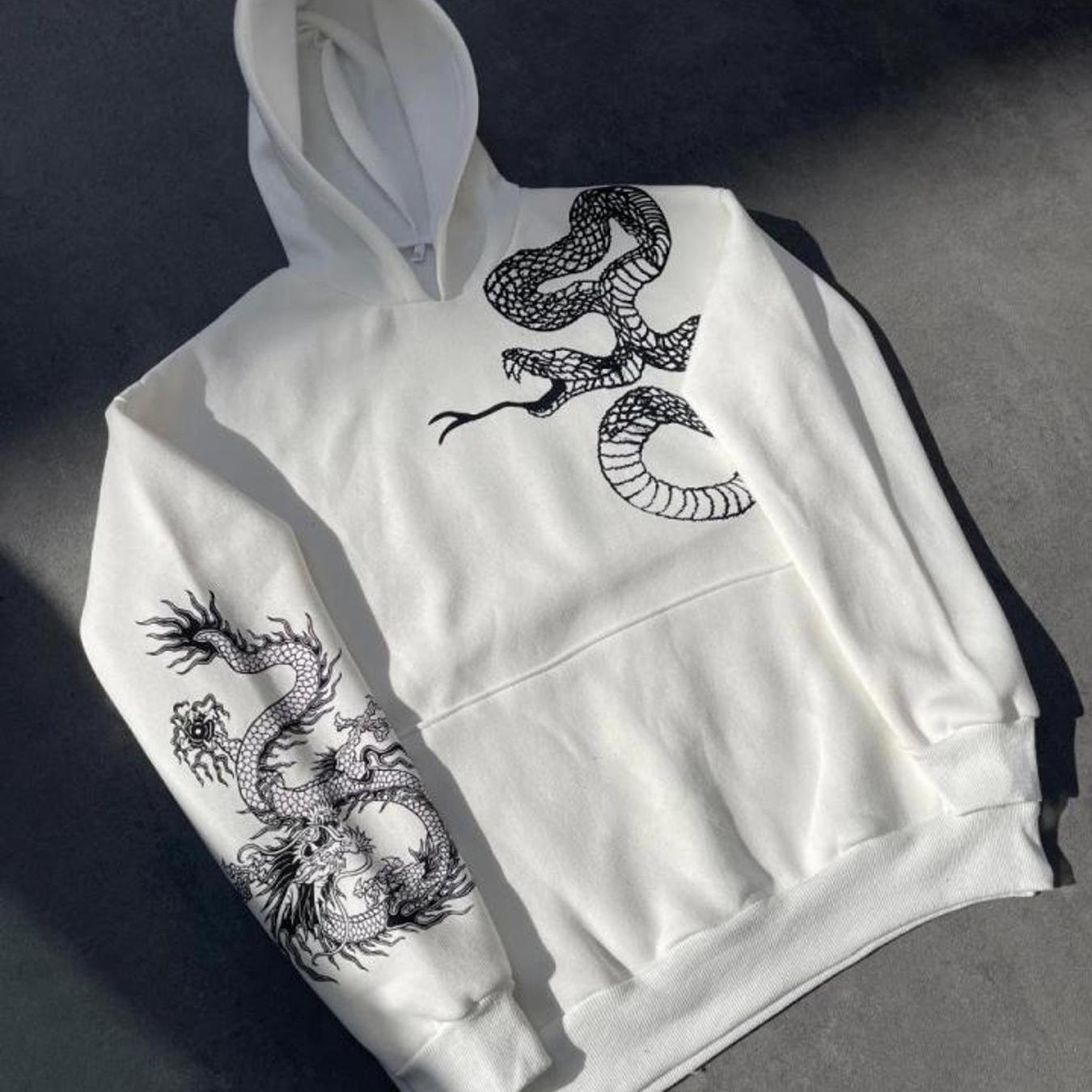 Uzun Kol Kapşonlu Baskılı SweatShirt - Beyaz: retailer-supplied image