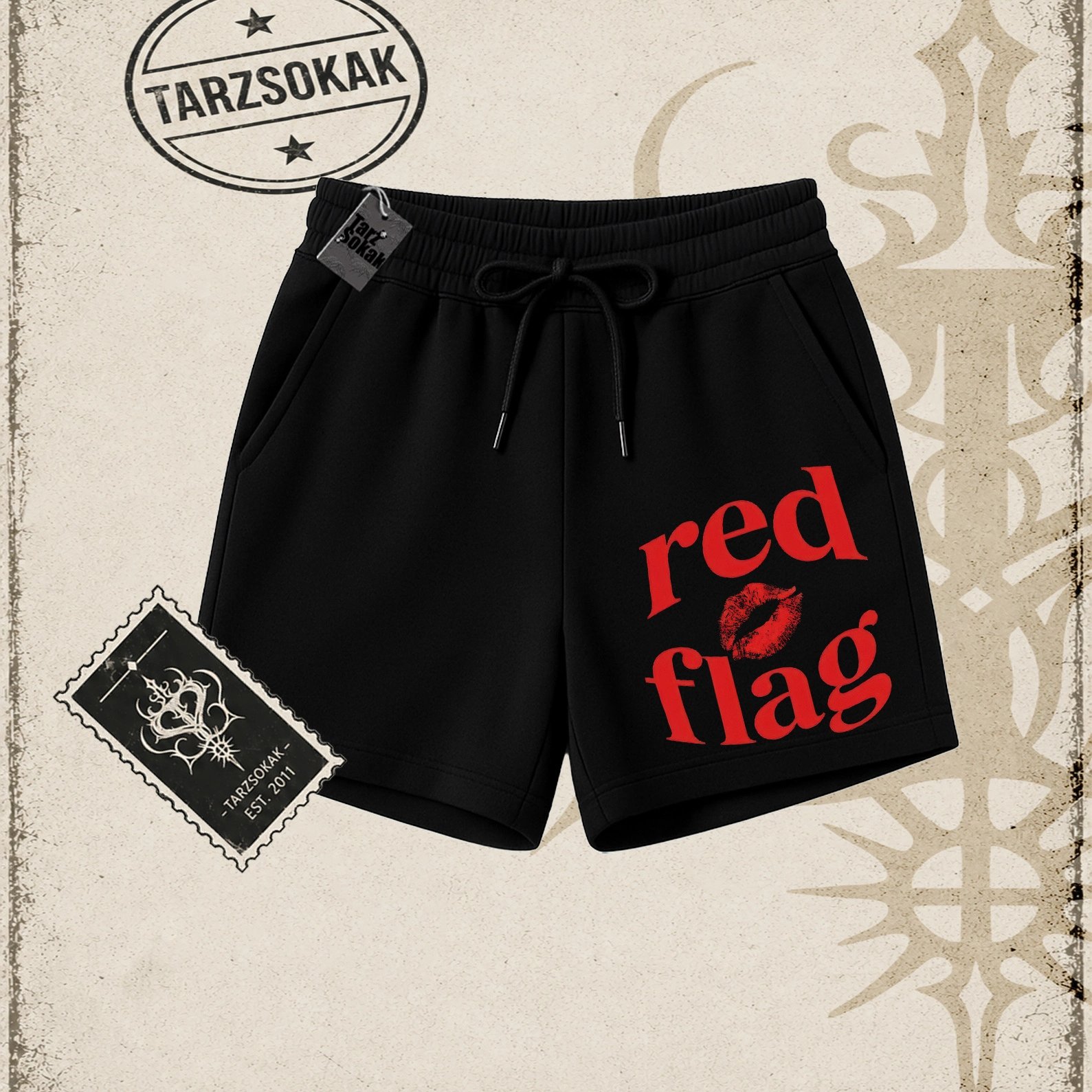 Gotik & Grunge STREETWEAR KIRMIZI DUDAKLAR BAYRAK Unisex Şort: retailer-supplied image